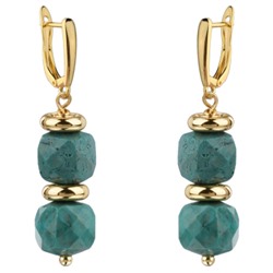 Серьги Селена (бирюза зеленая 7мм; покрытие золото), Есть комплект