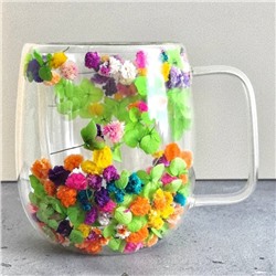 Яркая и красивая кружка с двойным дном и сухоцветами внутри 💐(набор 2 шт)