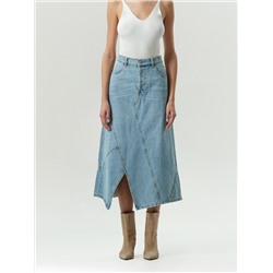 Джинсовая юбка миди косого кроя, S1109/turien