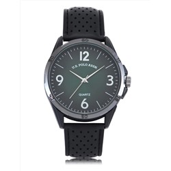 MENS BLACK STRAP GREEN FACE WATCH