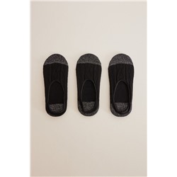Pack 3 calcetines invisibles algodón lurex negro