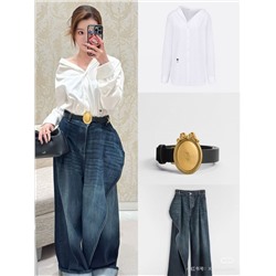 Новинка 2026  Крутые и стильные женские джинсы  нестандартной формы с ремнем ДИО*Р