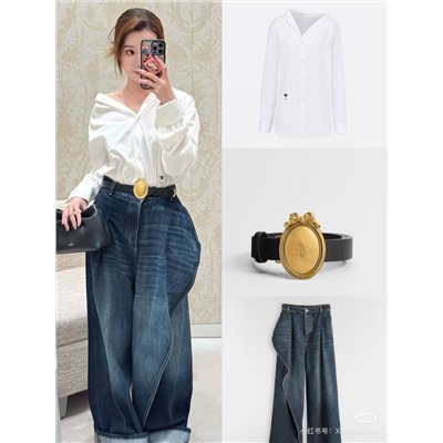 Новинка 2026  Крутые и стильные женские джинсы  нестандартной формы с ремнем ДИО*Р