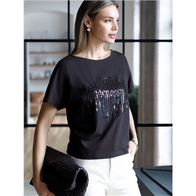 Нарядная футболка с принтом пайетками