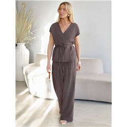 Жилет на запАх с поясом из плотного лиоцелла