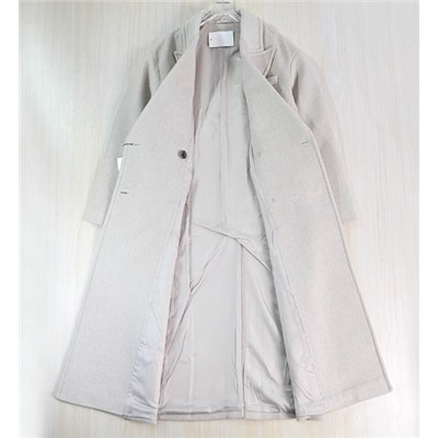 Женское Элегантное двубортное длинное шерстяное пальто с воротником из шерсти  ЛАЙ*М