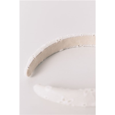 Diadema pelo bordado suizo blanco