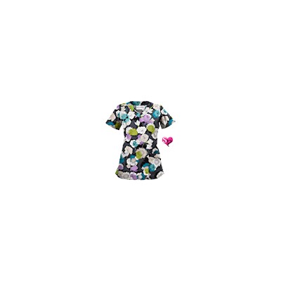 UA Beautiful Bloom Pewter Print Scrub Top