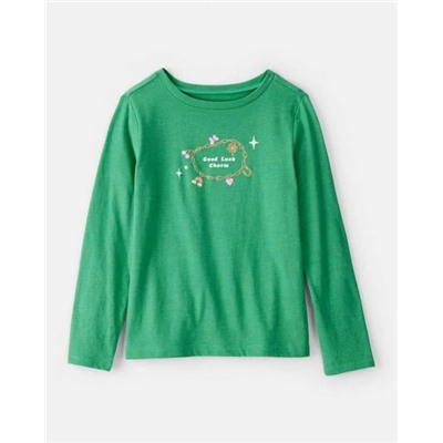 Girls Strawberry Happy Vibes Long-Sleeve Graphic Tee - Pink