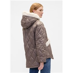 100% Recycled Relaxed Sherpa-Trim Jacket