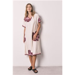 Vestido largo manga corta flor