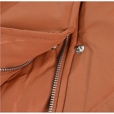 Пальто из хлопка свободного кроя с ромбовидной стёжкой и меховым воротником