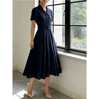 Красивое льняное платье с ремнем   2 цвета