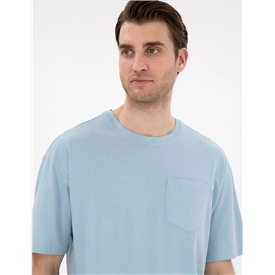 Açık Mavi Comfort Fit Basic Tişört