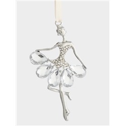 Игрушка елочная, 8 см, металл, серебристая, Балерина, Event