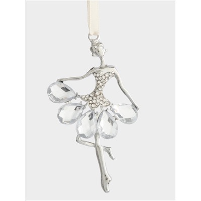 Игрушка елочная, 8 см, металл, серебристая, Балерина, Event