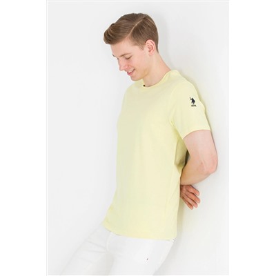 Erkek Açık Sarı Basic Bisiklet Yaka Tişört