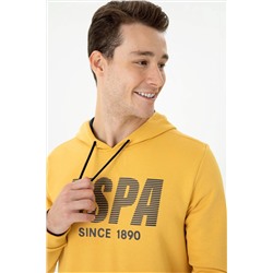 Erkek Hardal Kapüşonlu Sweatshirt