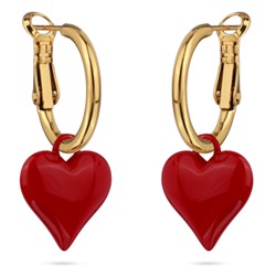 Серьги Сердцебиение (1, 6см, эмаль красная; покрытие золото), Есть комплект