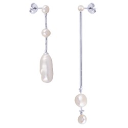 Серьги (жемчуг барочный белый; покрытие родий), Есть комплект