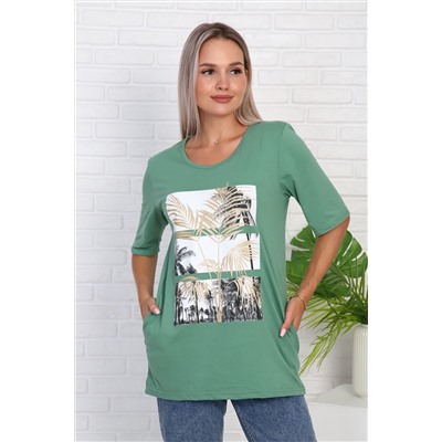 Футболка 786 с рисунком листья пальмы НАТАЛИ #986272