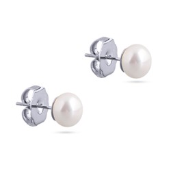 Пусеты (Майорка 8мм белая; покрытие родий), Есть комплект