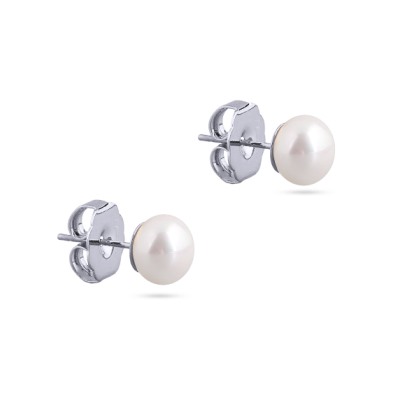 Пусеты (Майорка 8мм белая; покрытие родий), Есть комплект