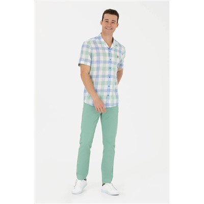 Erkek Saks Kısa Kollu Gömlek