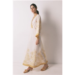 Vestido caftán jacquard flores