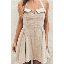 CHECK HALTER DRESS