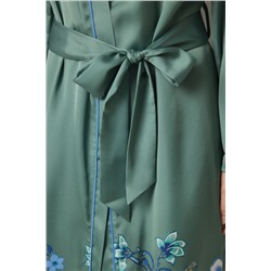 Bata midi satén verde flores