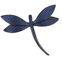 Брошь Стрекоза (фианит синий; покрытие черный родий), Есть комплект