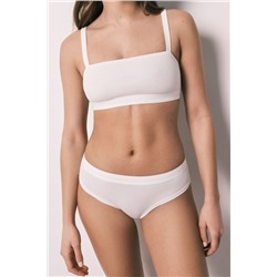 Braga brasileña ancha algodón canalé blanca