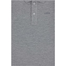 Erkek Çocuk Gri Melanj Basic Polo Yaka Sweatshirt