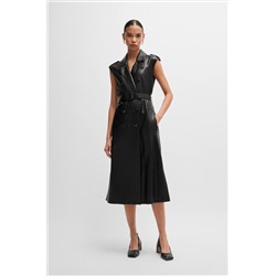 Faux-leather dress with double-breasted front