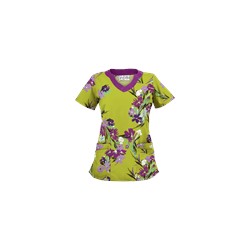 UA Island Bouquet Giddy Green Print Scrub Top