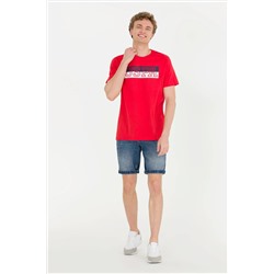 Erkek Kırmızı Bisiklet Yaka Tişört