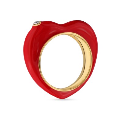 Кольцо Сердцебиение (эмаль красная; покрытие золото), Есть комплект