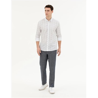 Lacivert Slim Fit Uzun Kollu Gömlek