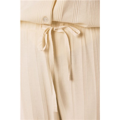 Pijama camisero algodón canalé amarillo