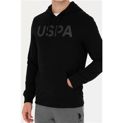 Erkek Siyah Kapüşonlu Basic Sweatshirt