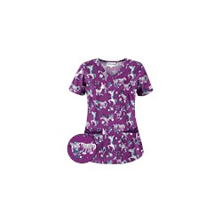 UA Frolic In The Flowers Berry Burst V-Neck Scrub Top