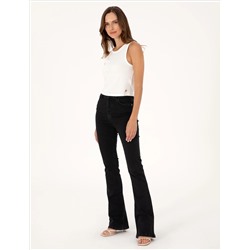 Siyah Skinny Flare Fit Jean Pantolon