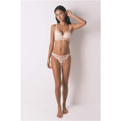 Tanga encaje tul rosa