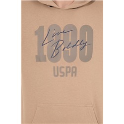 Erkek Camel Kapüşonlu Sweatshirt