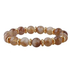 Браслет Терра (цитрин 10-11мм; покрытие золото) 16-18см, Есть комплект