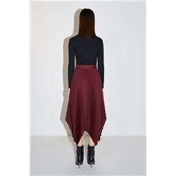 Falda plisada de talle alto Burdeos