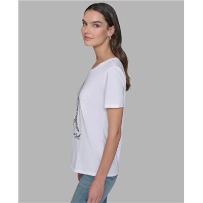 JEWELED EIFFEL TOWER LOGO TEE