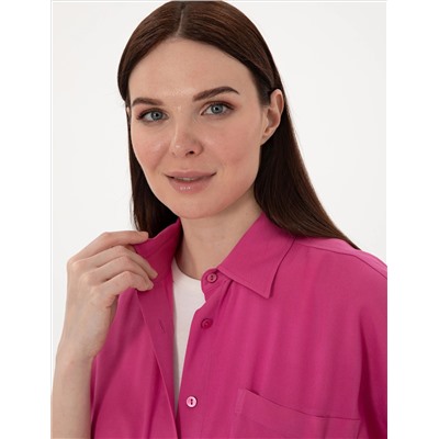 Fuşya Oversize Uzun Kollu Gömlek