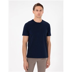 Beyaz-Lacivert-Siyah 3'lü Slim Fit %100 Pamuk Bisiklet Yaka Basic Tişört Paketi